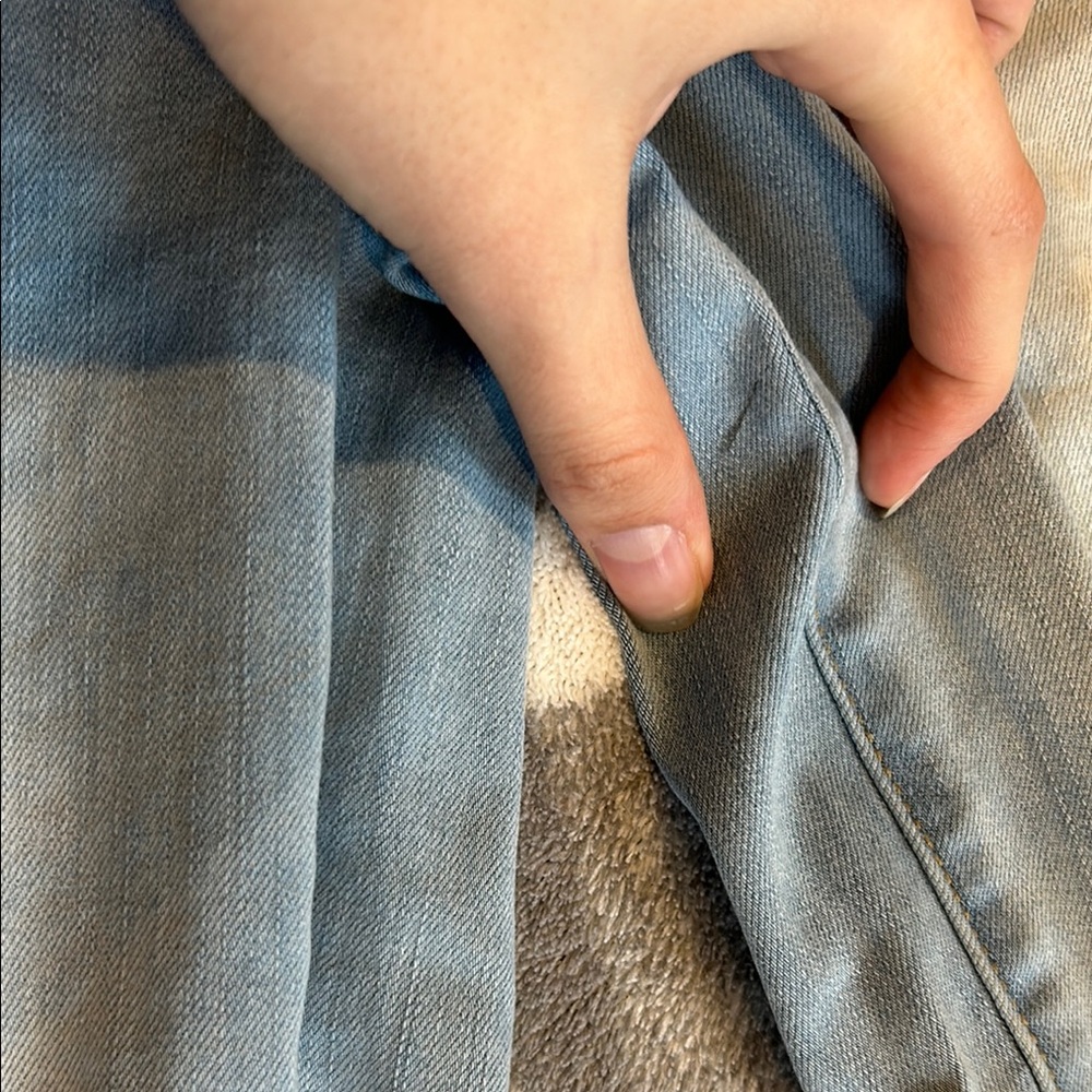 Shoe Dazzle Blue Ankle Cropped Jeans with Distressed Details - Picture 3 of 7